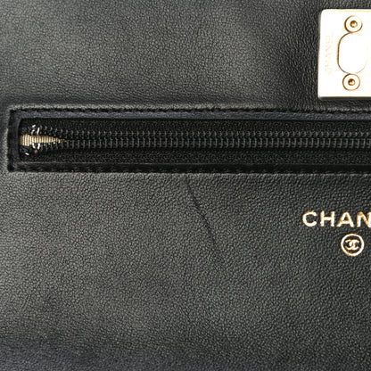 Chanel Lambskin Quilted CC Pearl Crush Wallet on Chain WOC Black 12 of 16