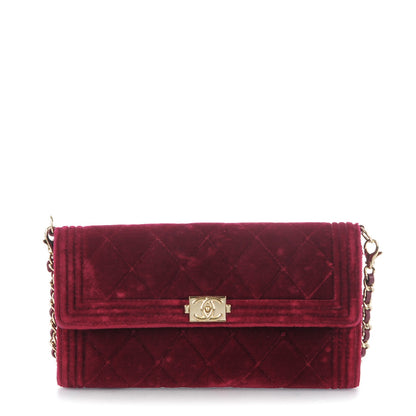 Chanel Velvet Boy Wallet On Removable Chain Burgundy 1 of 8