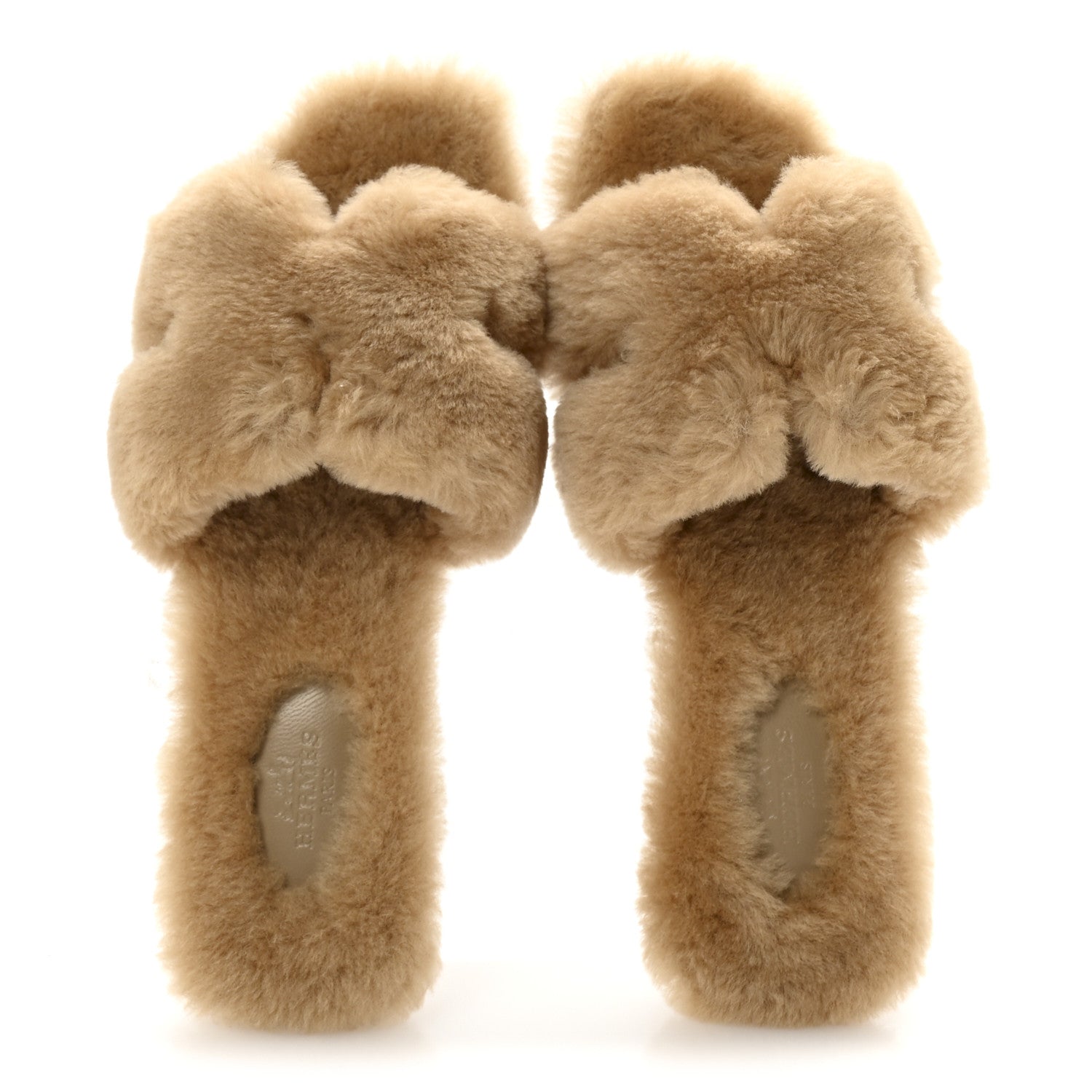 Hermes Woolskin Oran Sandals 38.5 Beige Argile 2 of 9