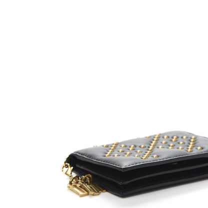 Christian Dior Lambskin Cannage Studded Lady Dior Card Holder Black 10 of 11