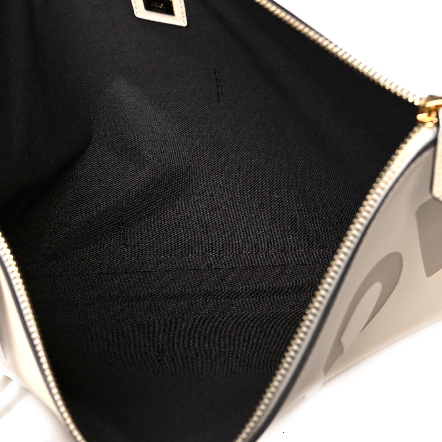 Fendi Vitello King Logo Embossed Large Flat Pouch White Ice 5 of 8