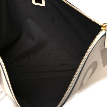 Fendi Vitello King Logo Embossed Large Flat Pouch White Ice 5 of 8