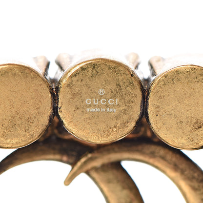 Gucci Metal Crystal Double G Brooch Aged Gold 4 of 5