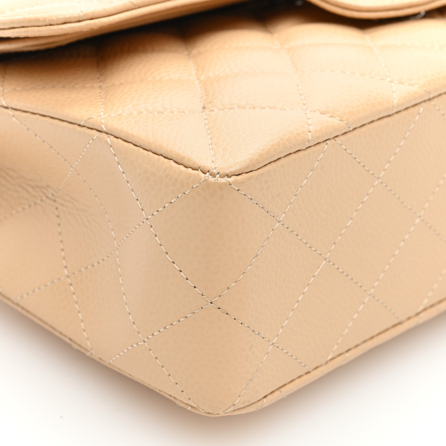 Caviar Quilted Small Double Flap Beige
