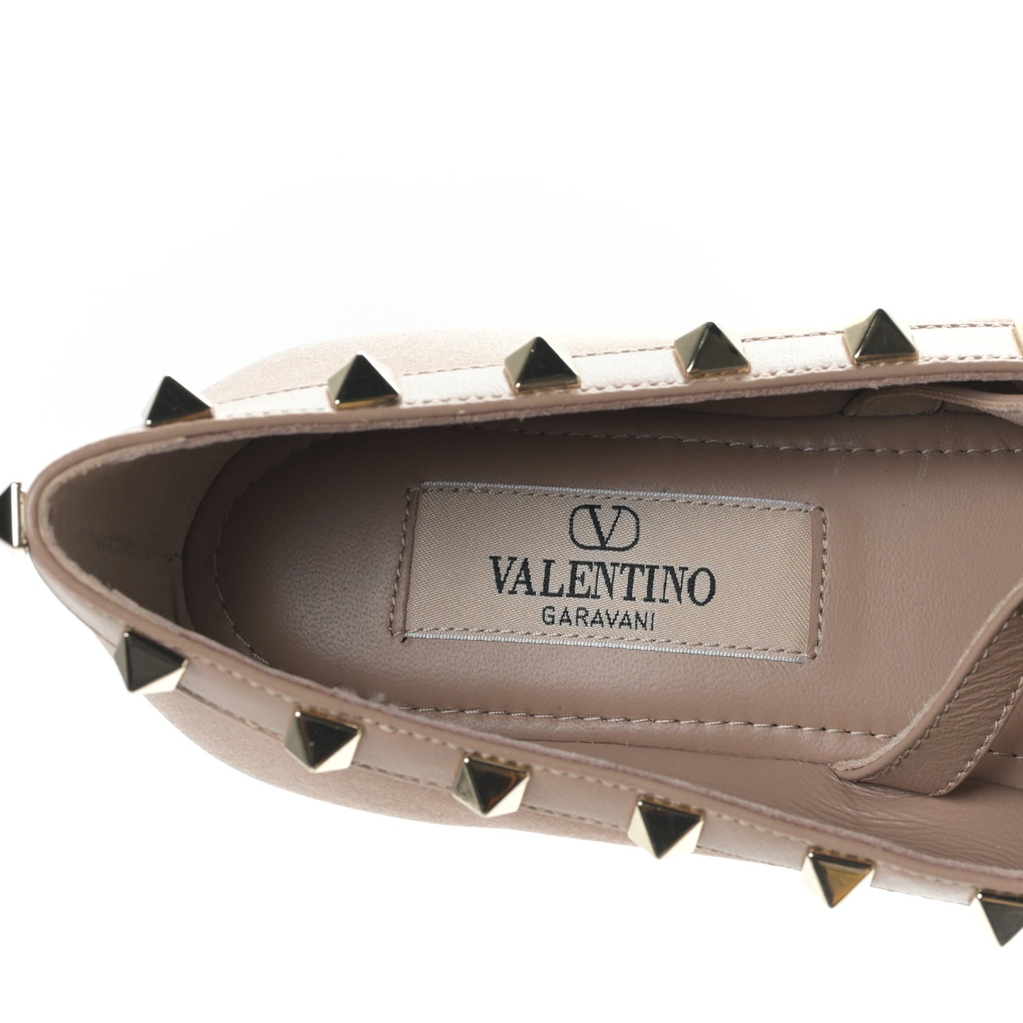 Satin Nappa Rockstud Multi Strap Ballerina Flats 35.5 Rose Cannelle