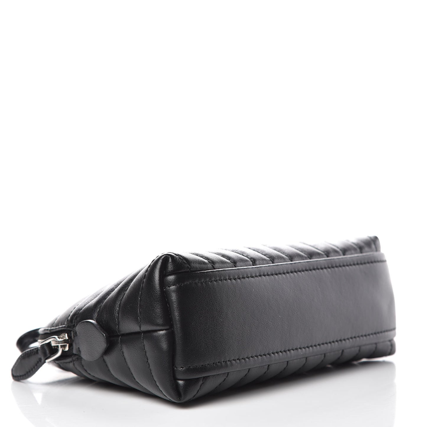 Soft Calfskin Diagramme Wristlet Pouch Bag Black