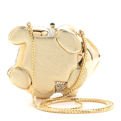 Judith Leiber Crystal Frog Minaudiere Chain Clutch Gold 3 of 9