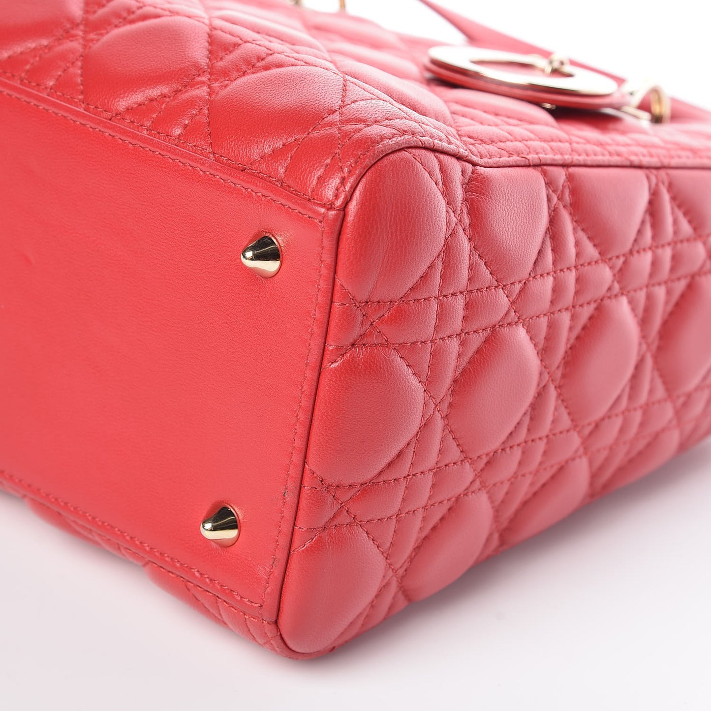 Lambskin Cannage Medium Lady Dior Red