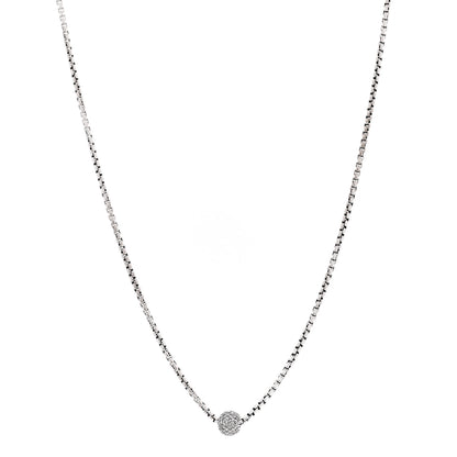 David Yurman Sterling Silver Diamond Pave Ball Pendant Necklace 1 of 5
