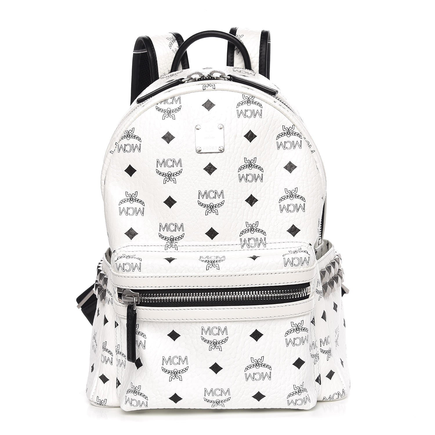 MCM Visetos Small Side Stud Stark Backpack White 1 of 9