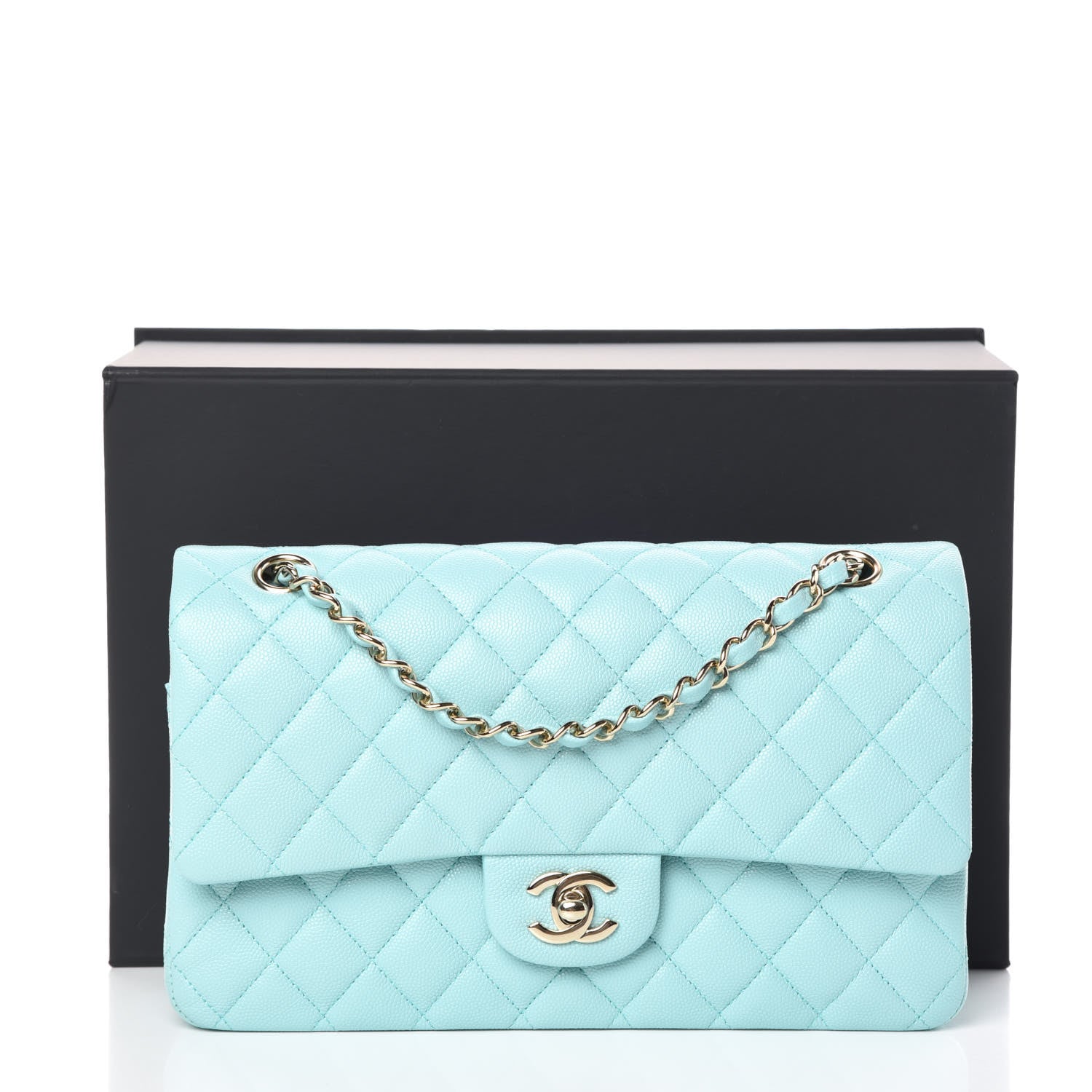 Chanel Caviar Quilted Medium Double Flap Light Blue 10 of 10