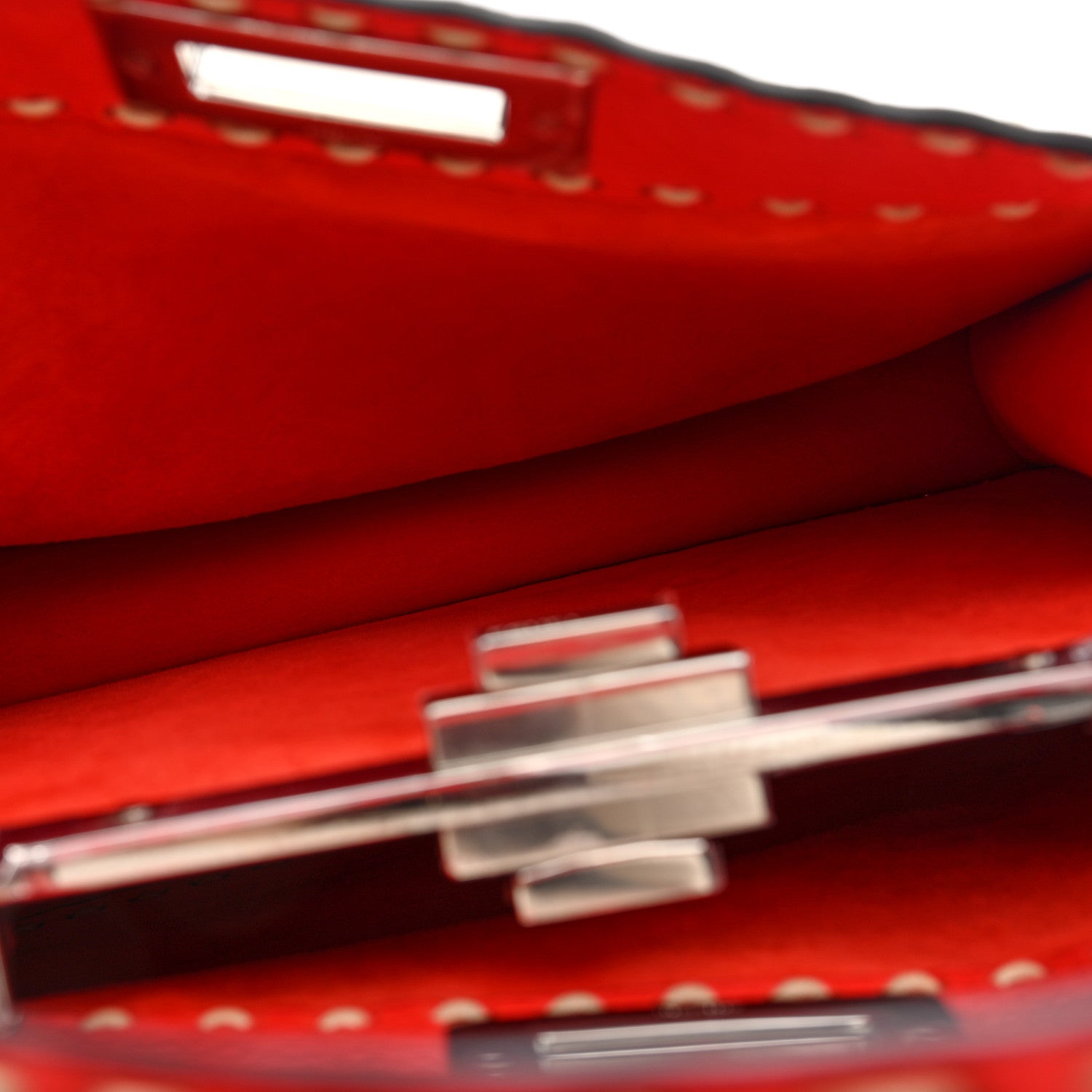 Fendi Vitello Granato Camoscio Selleria Macro Stitchings Medium Peekaboo I SEE U Satchel Tullipano 5 of 10