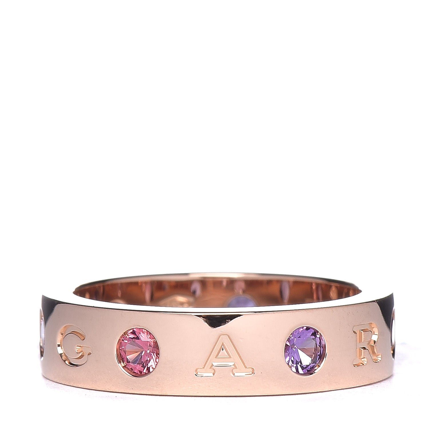Bulgari 18K Rose Gold Amethyst Tourmaline Diamond Roman Sorbet Band Ring 55 7.25 3 of 5