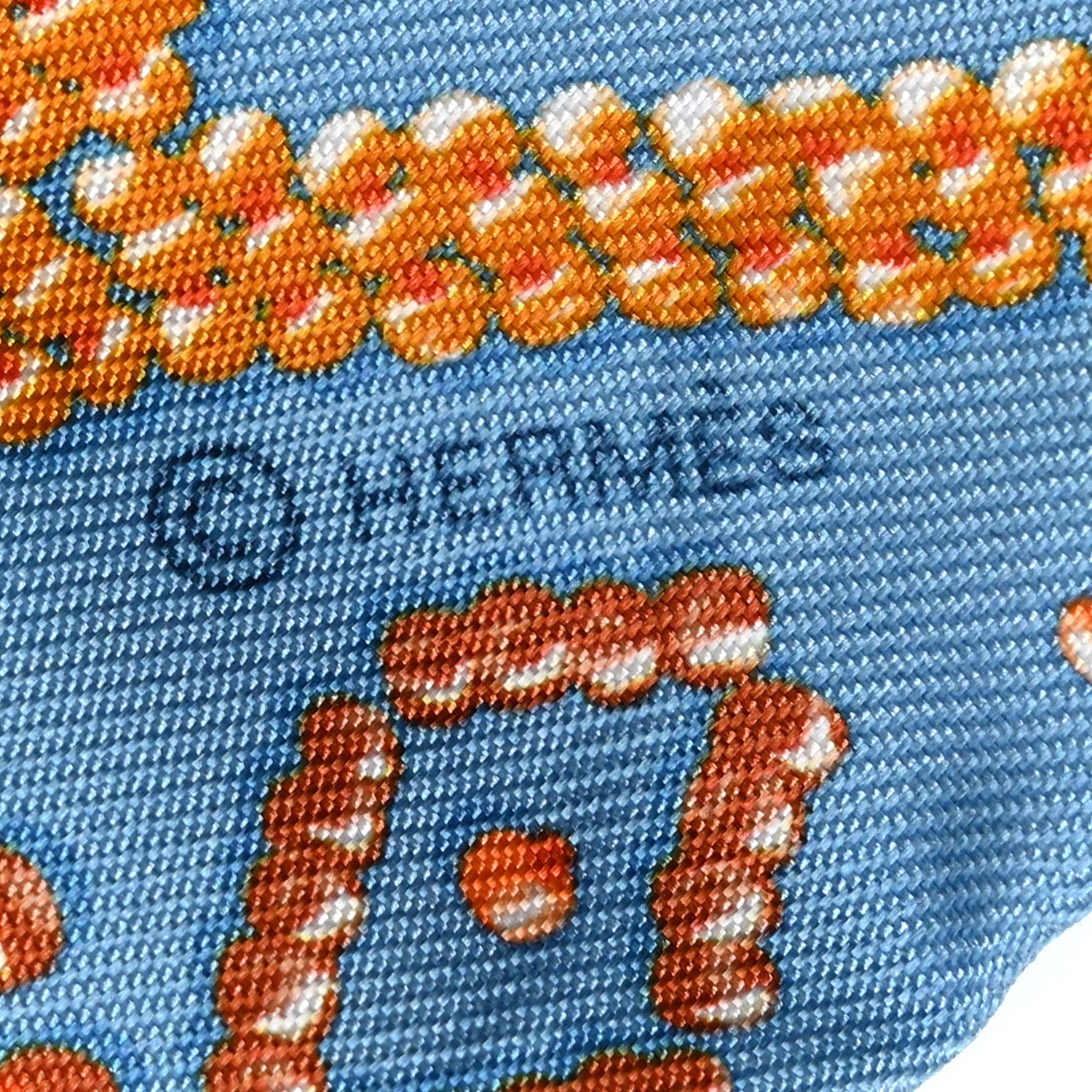 Hermes Silk Kelly En Perles Twilly Bleu Azur Orange 4 of 4