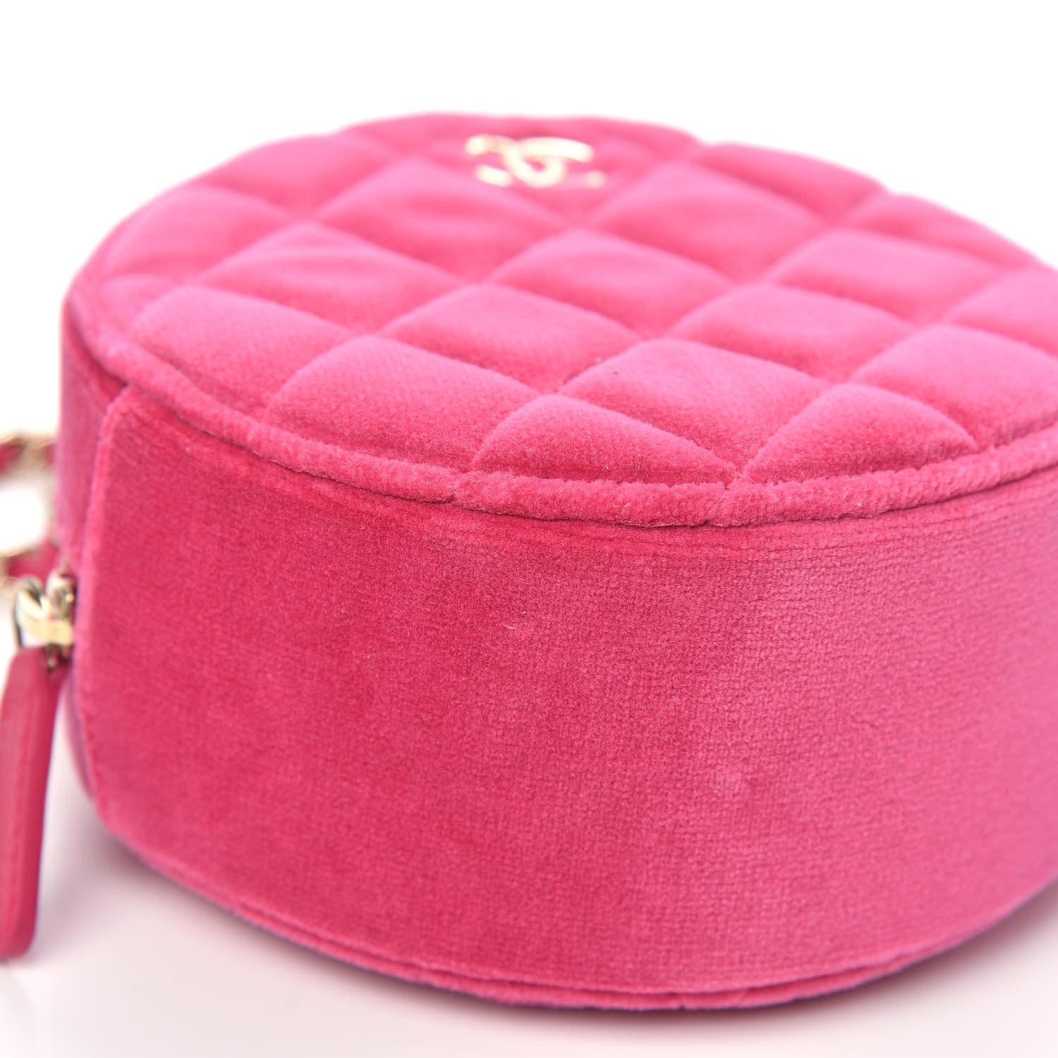 Chanel Velvet Round Quilted Pearl Crush Clutch With Chain Pink 8 of 10