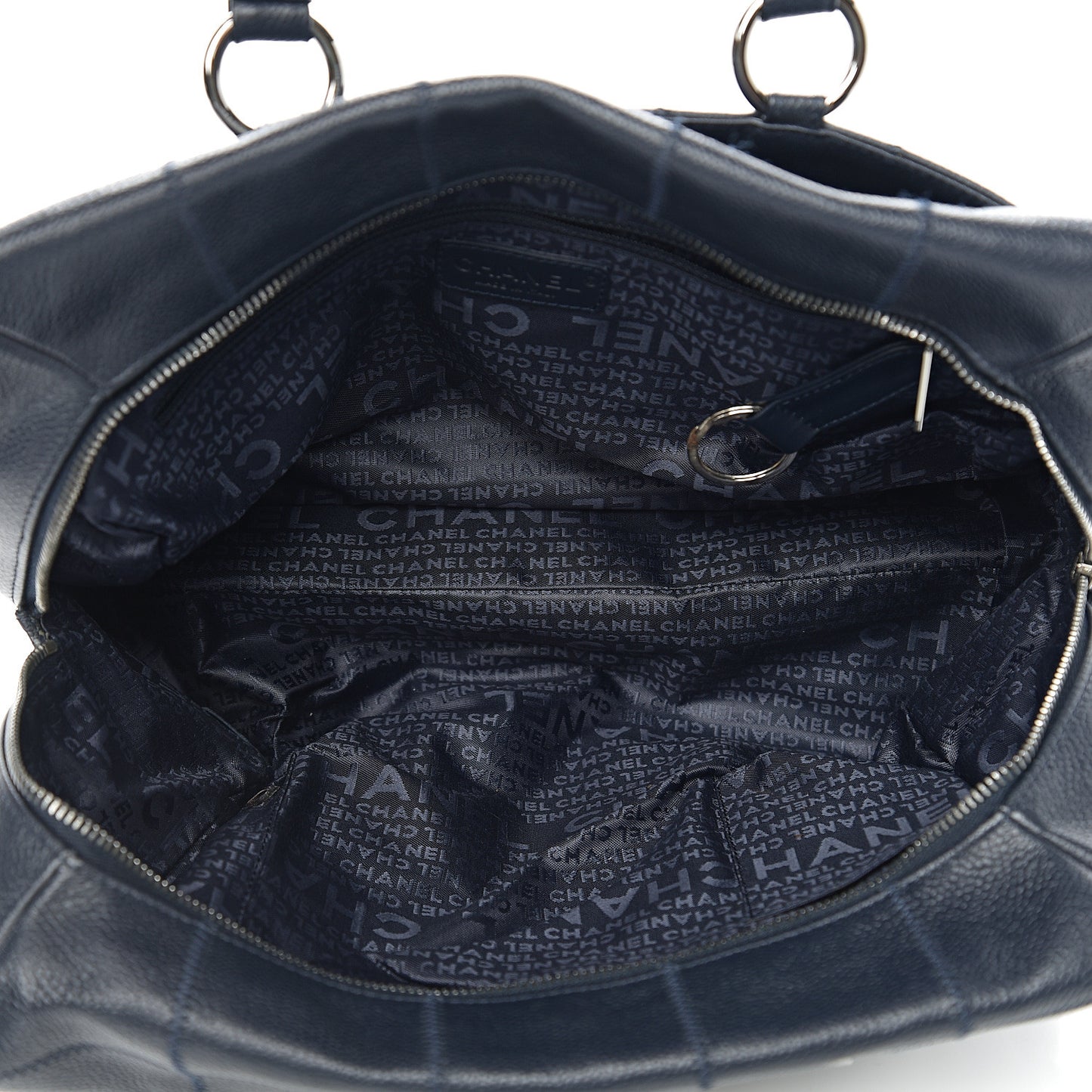 Caviar Square Stitched Satchel Navy