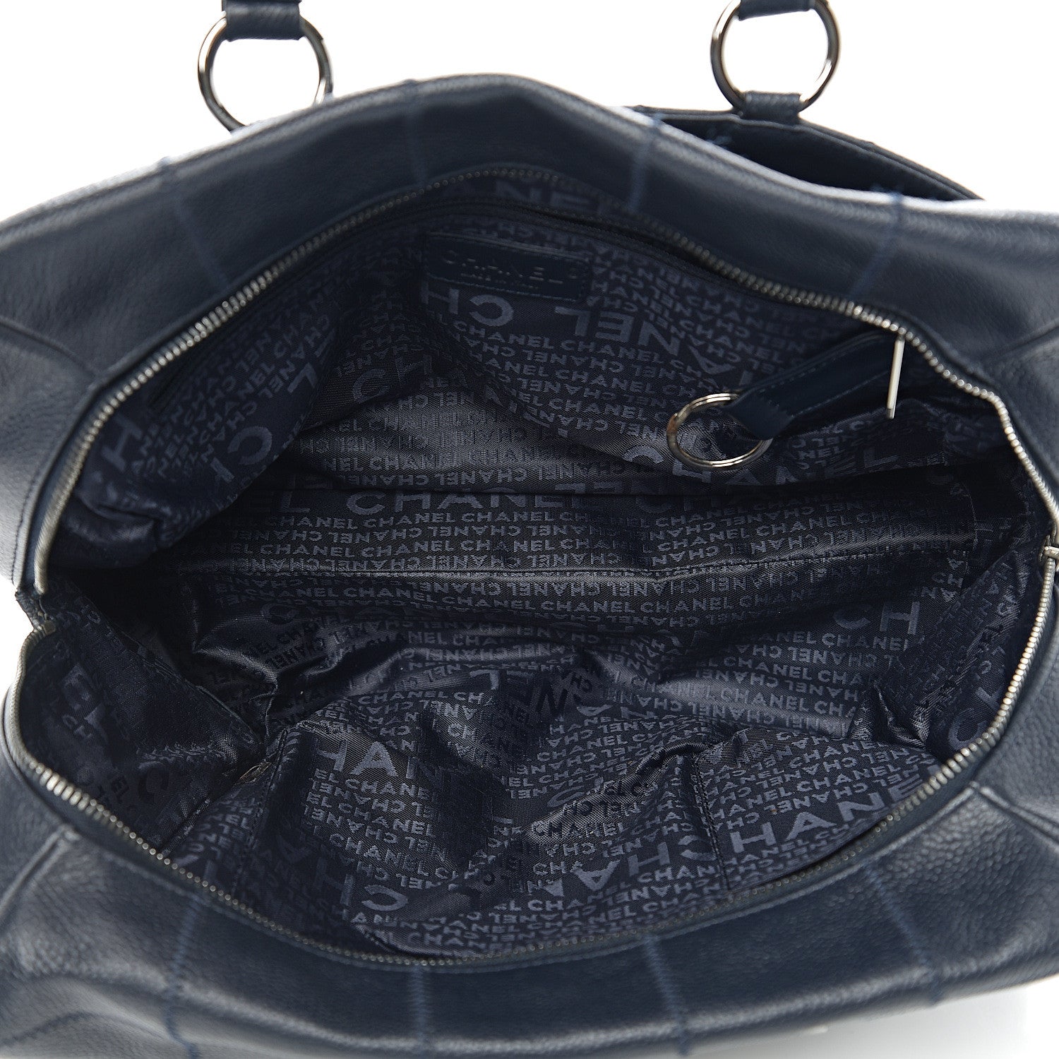 Chanel Caviar Square Stitched Satchel Navy 4 of 9
