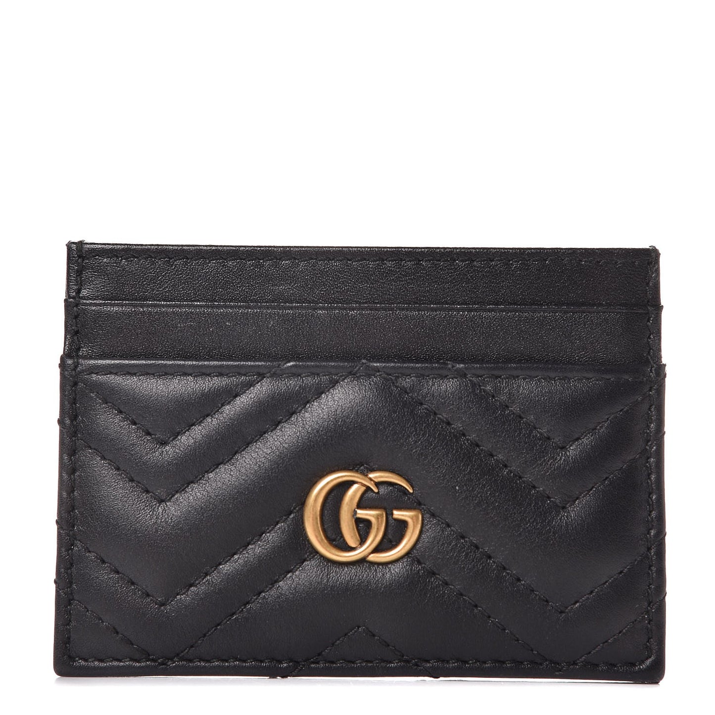 Calfskin Matelasse GG Marmont Card Holder Black