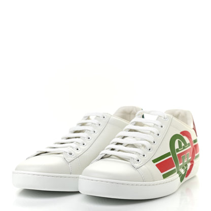 Gucci Calfskin Interlocking G Womens New Ace Sneakers 38.5 White Red Flame Green 3 of 8