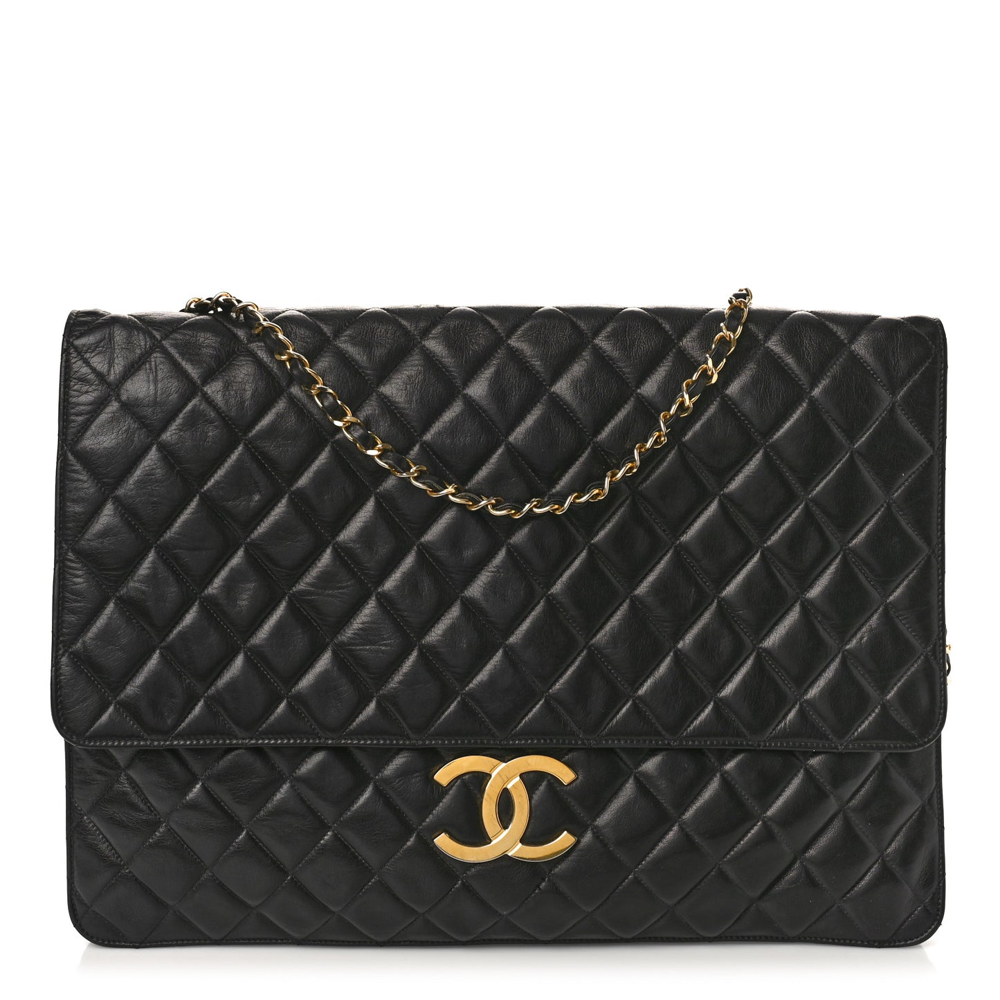 Lambskin Quilted Jumbo XL Maxi Single Flap Black
