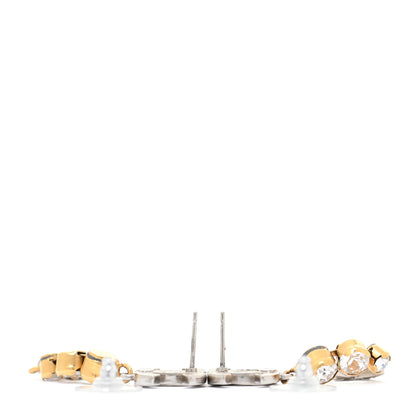 Chanel Crystal Star Drop CC Earrings Silver Gold 3 of 5