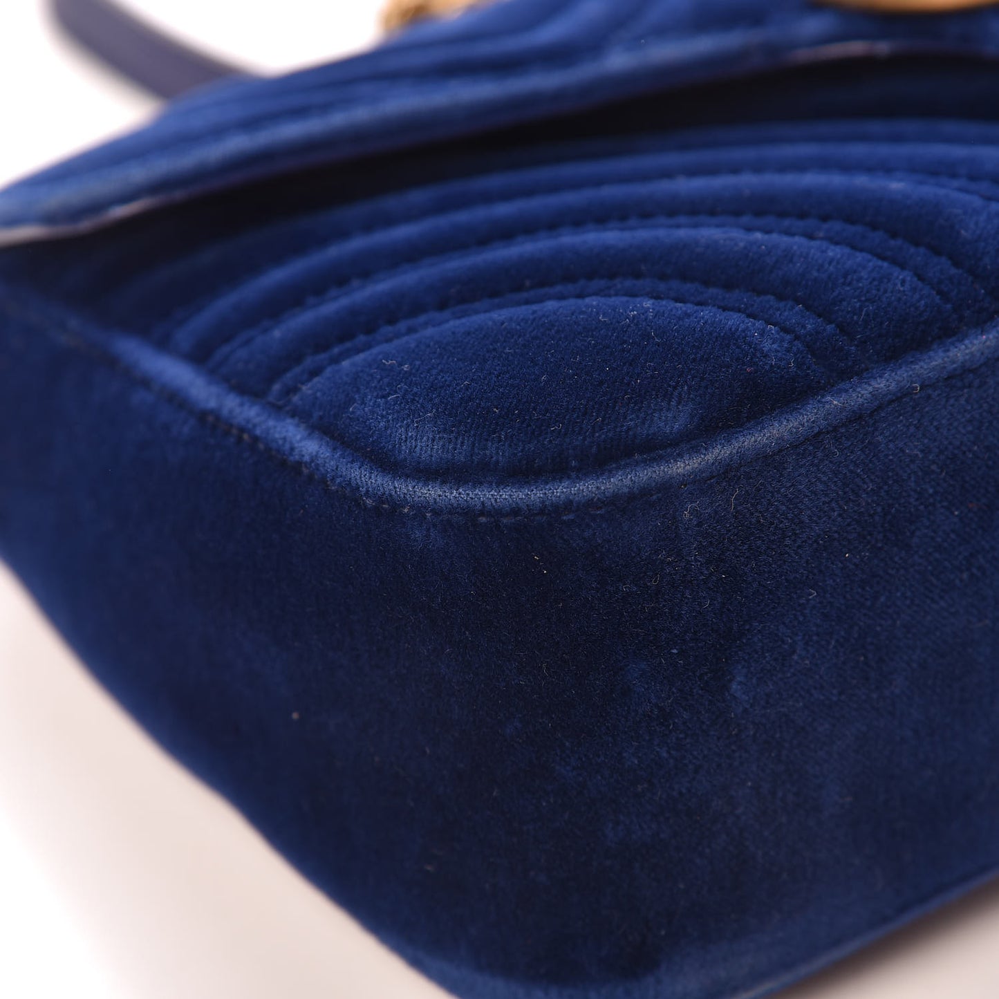 Velvet Matelasse Small GG Marmont Shoulder Bag Cobalt Blue