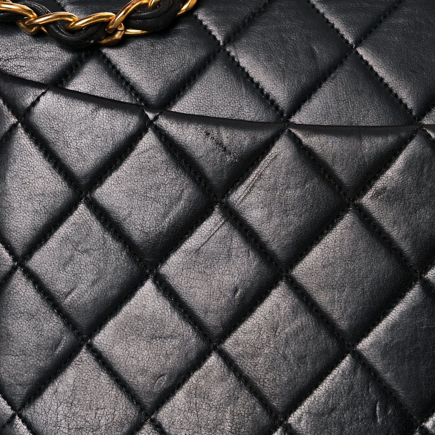 Lambskin Quilted Jumbo Single Flap Black