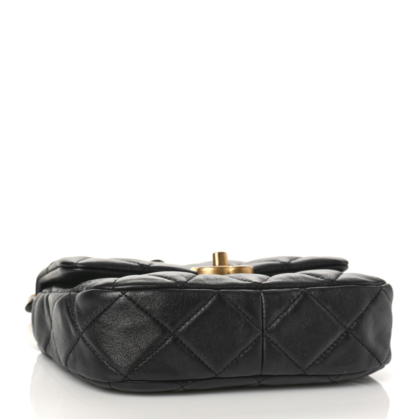Lambskin Quilted Mini Lacquered Chain Flap Black