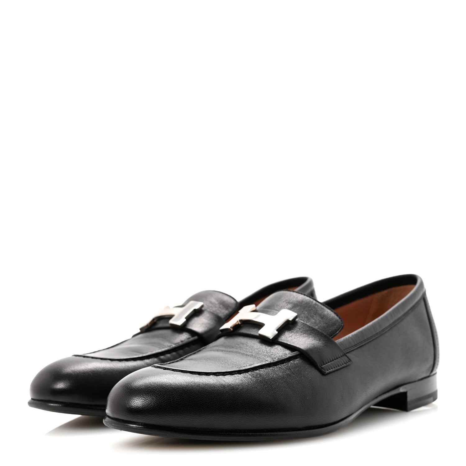 Hermes Goatskin Womens Paris Loafers 37 Black 4 of 10