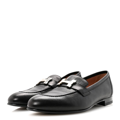 Hermes Goatskin Womens Paris Loafers 37 Black 4 of 10