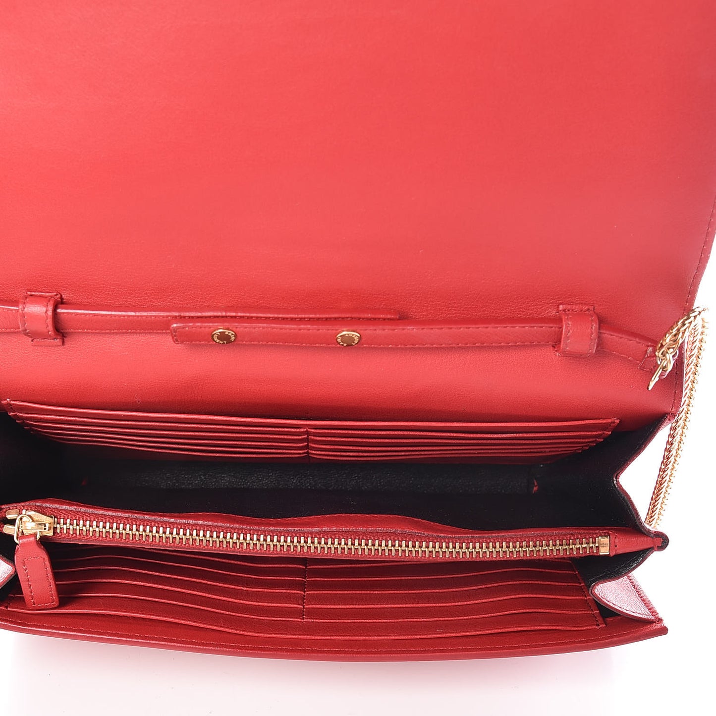 Calfskin Classic Y Ligne Chain Wallet Red