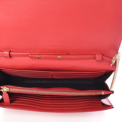 Saint Laurent Calfskin Classic Y Ligne Chain Wallet Red 5 of 13