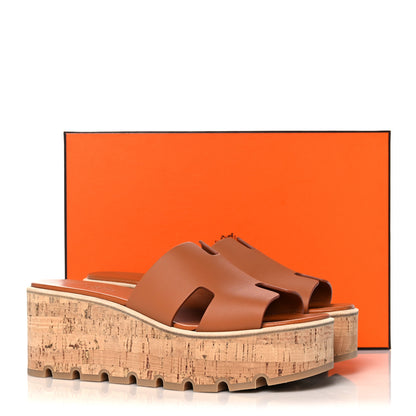 Hermes Calfskin Cork Eze 30 Sandals 39 Marron Glaise 9 of 9