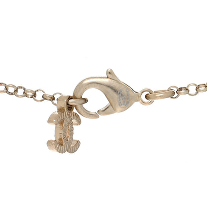 Chanel Resin Crystal CC Heart Necklace Pearly White Gold 4 of 4
