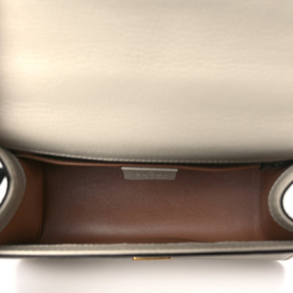 Gucci Goatskin Pearl Mini Fox Broche Bamboo Top Handle Bag Hibiscus Red Mystic White 5 of 10