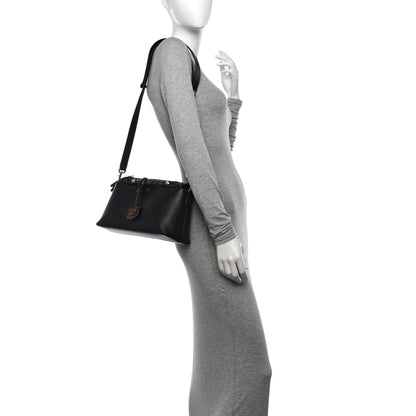 Fendi Vitello Dolce Bi-Color FF 1974 Embossed Medium By The Way Boston Bag Black Maya 2 of 11