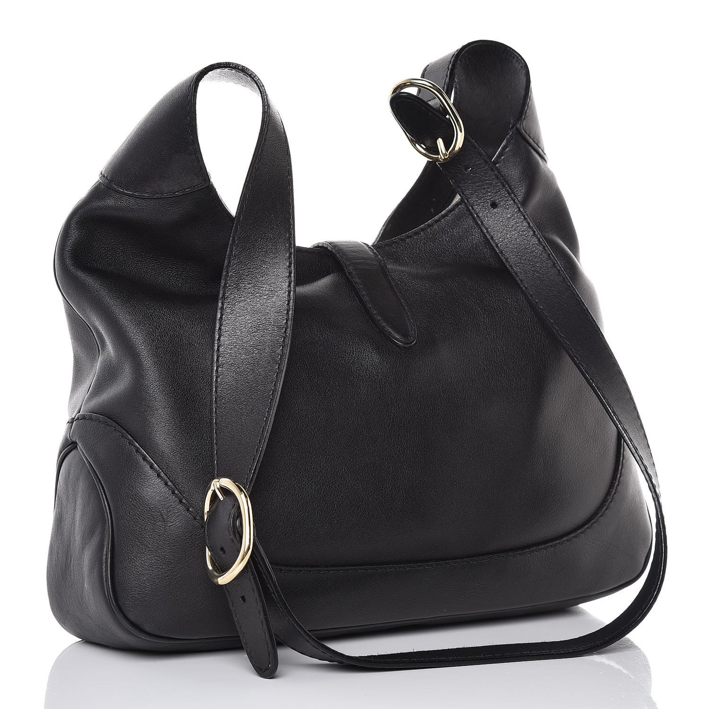 Calfskin Medium Jackie Shoulder Bag Black