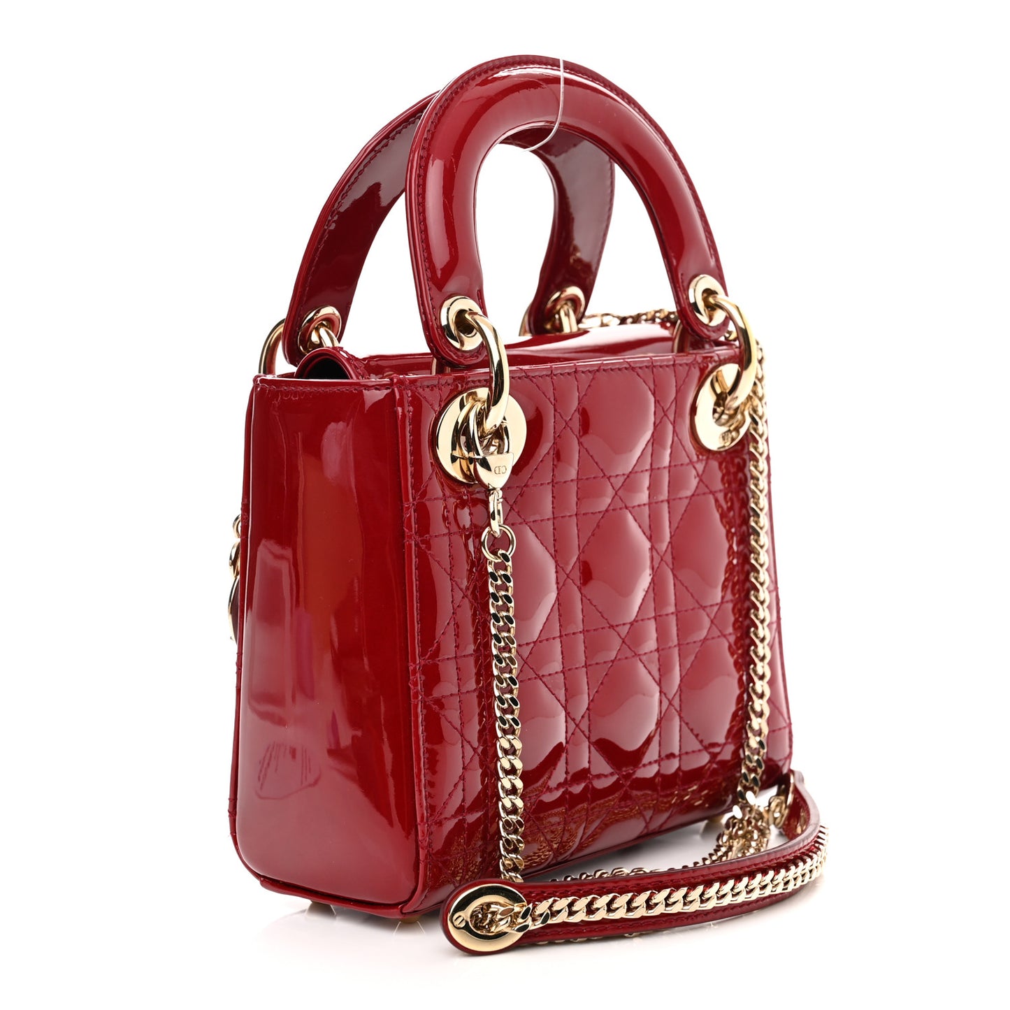 Patent Cannage Mini Lady Dior Red