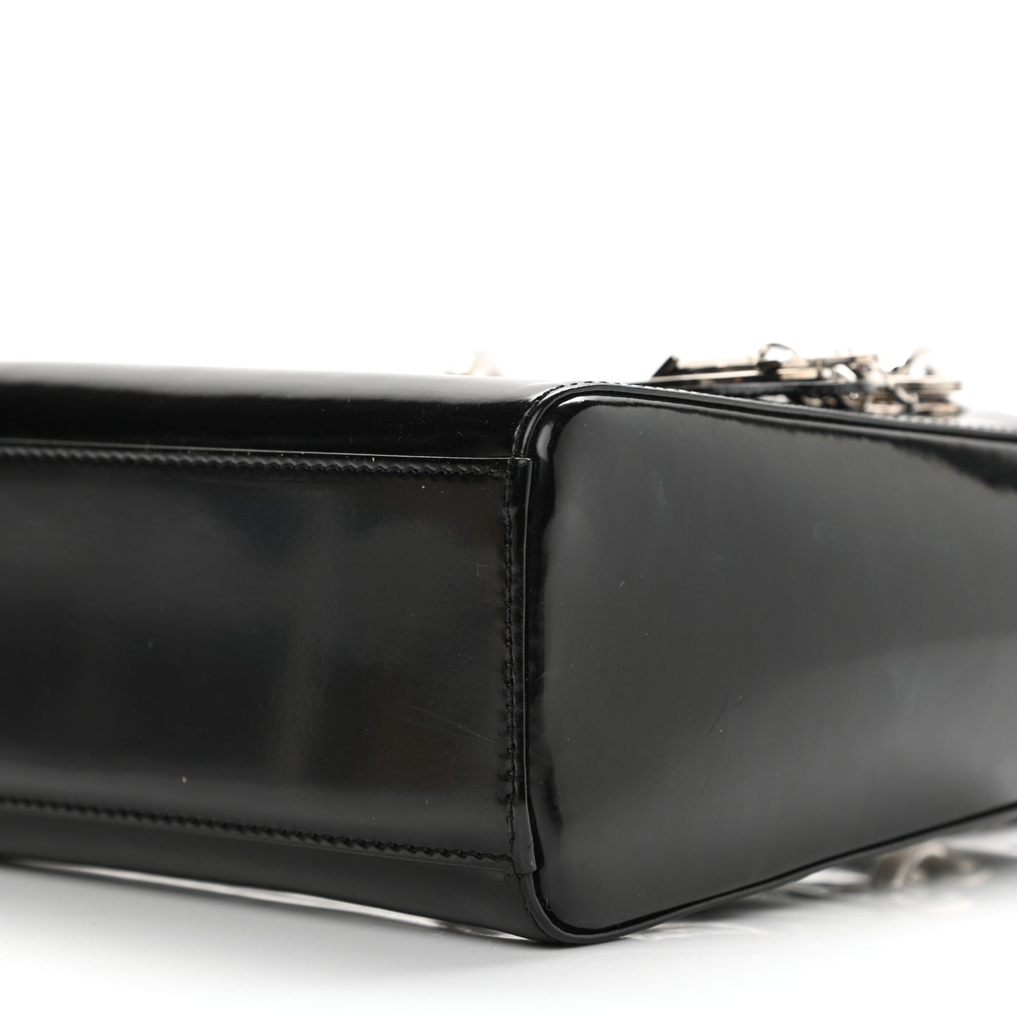 Glazed Calfskin Mini Lady Dior Black