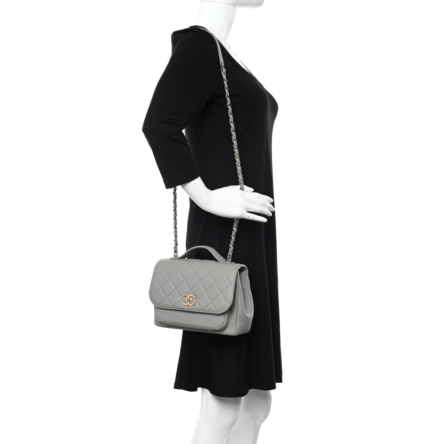 Chanel Caviar Quilted Medium Business Affinity Flap Grey 2 of 9