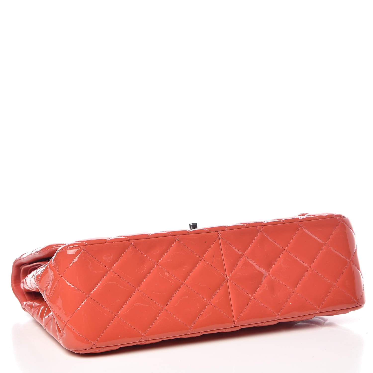 Chanel Patent Quilted Jumbo Double Flap Coral 4 of 13