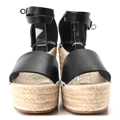 Hermes Calfskin Tipoli Espadrille Wedges 38 Black 3 of 8