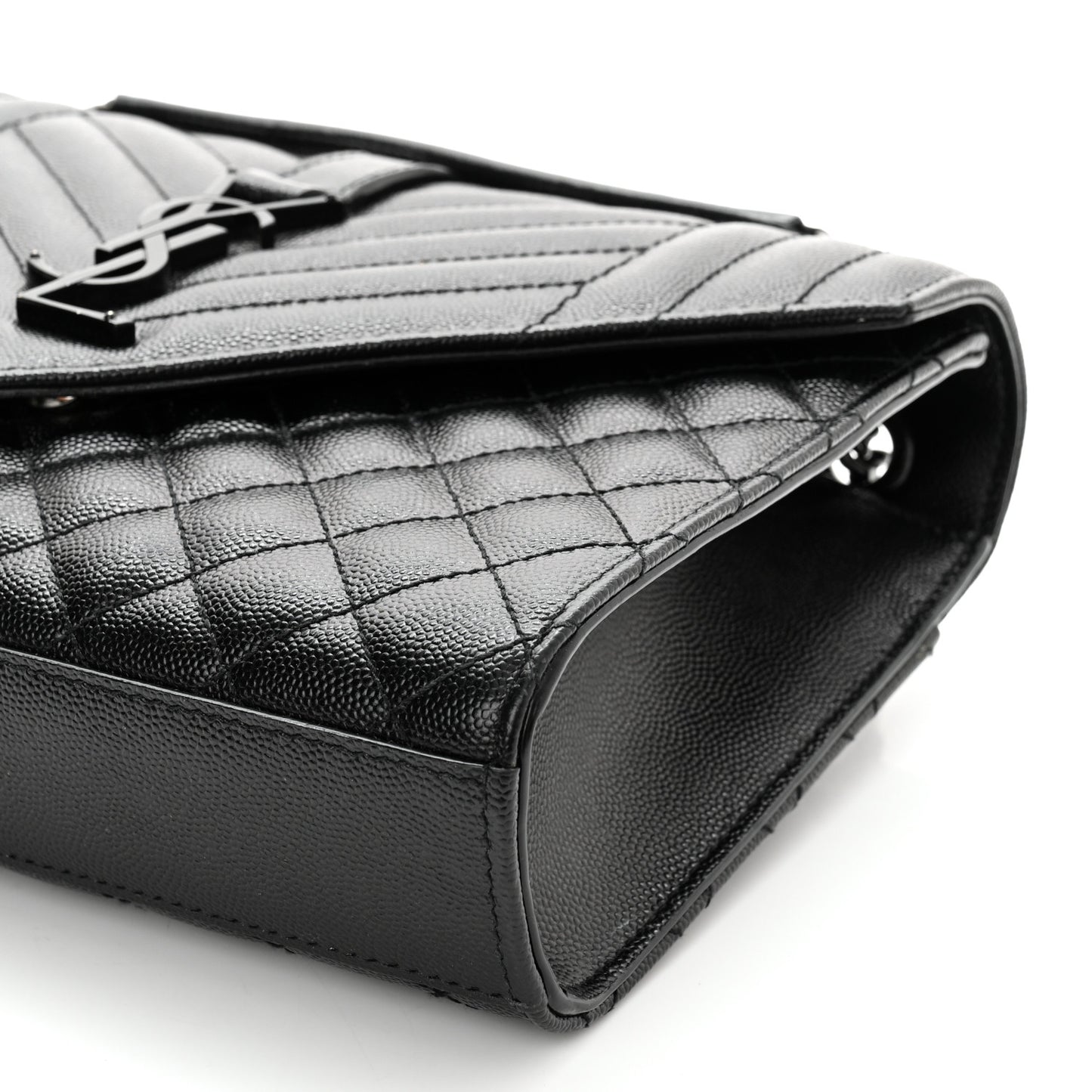 Grain De Poudre Textured Mixed Matelasse Triquilt Medium Monogram Satchel Black