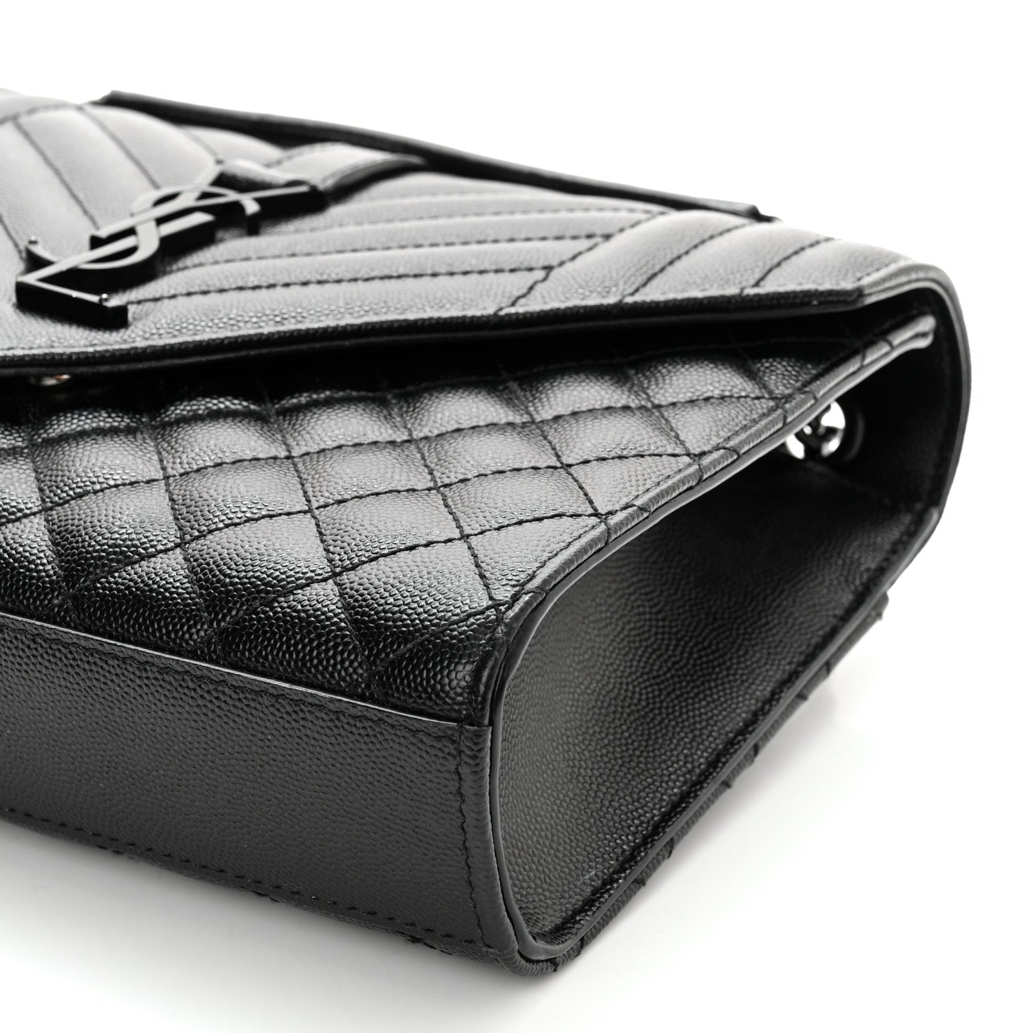 Saint Laurent Grain De Poudre Textured Mixed Matelasse Triquilt Medium Monogram Satchel Black 11 of 11