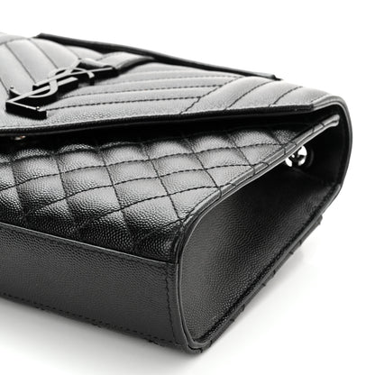 Saint Laurent Grain De Poudre Textured Mixed Matelasse Triquilt Medium Monogram Satchel Black 11 of 11