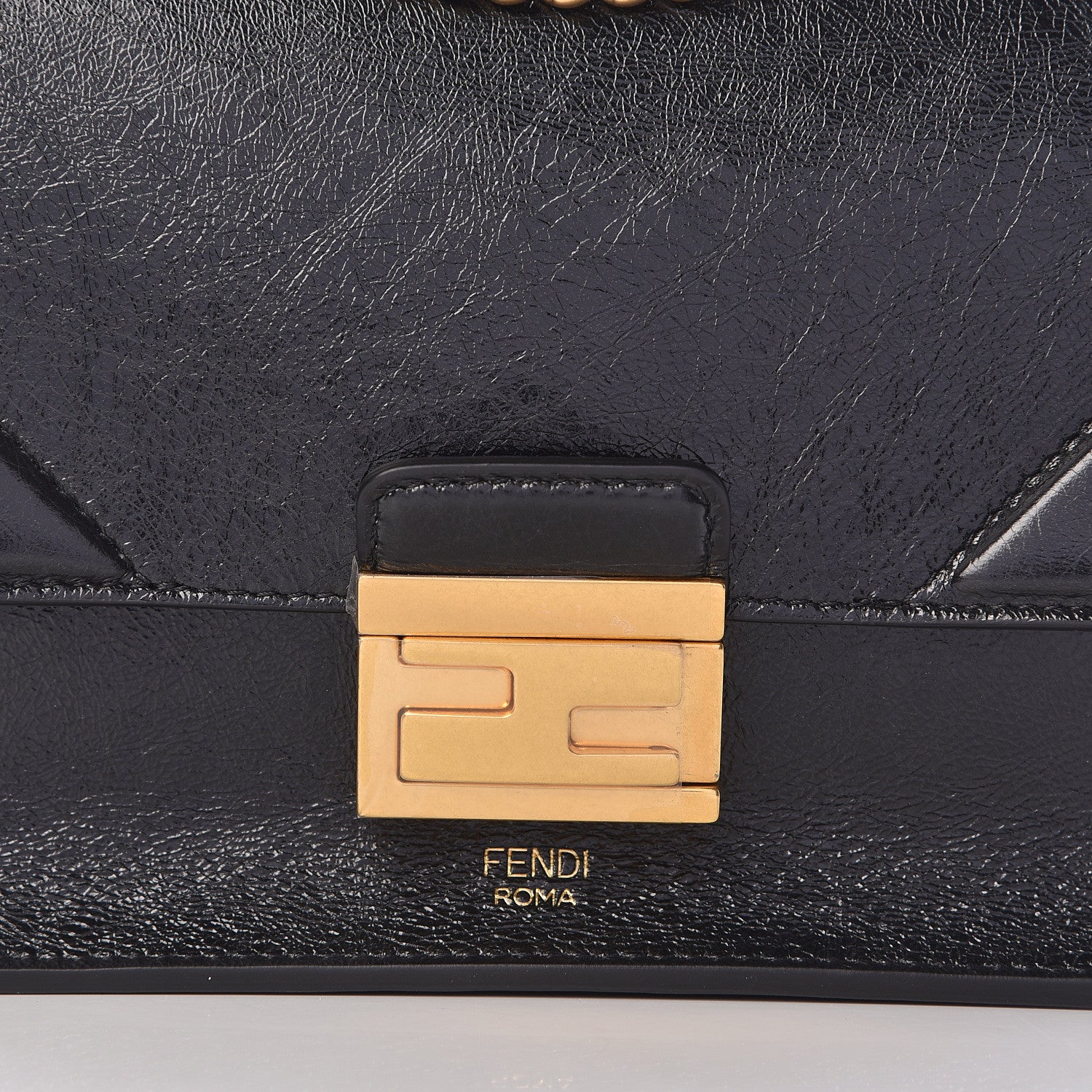 Fendi Agnello Old Shine Small Kan U Shoulder Bag Black 10 of 10