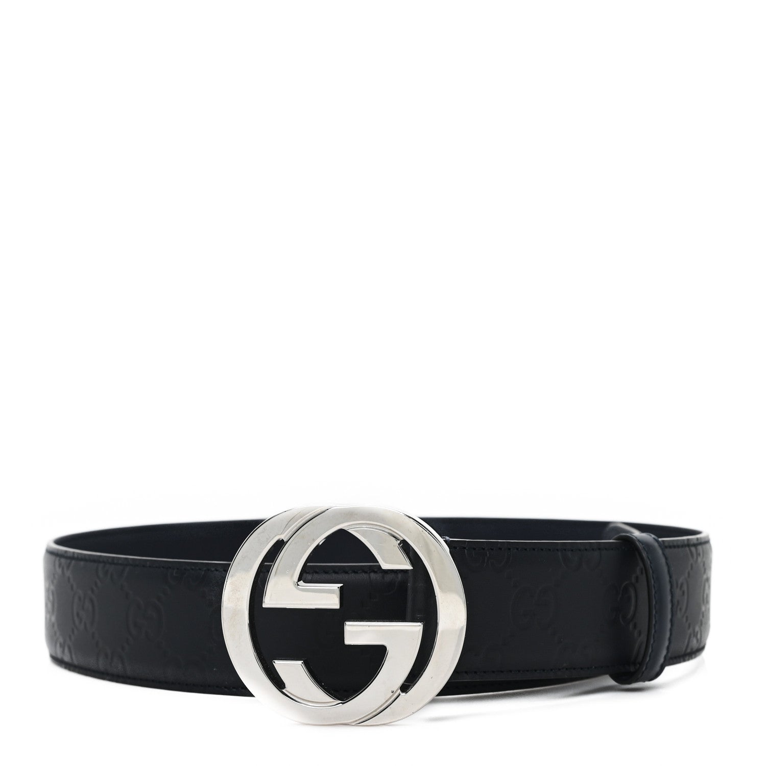 Gucci Guccissima Signature Interlocking G 40mm Belt 80 32 Blue 1 of 5