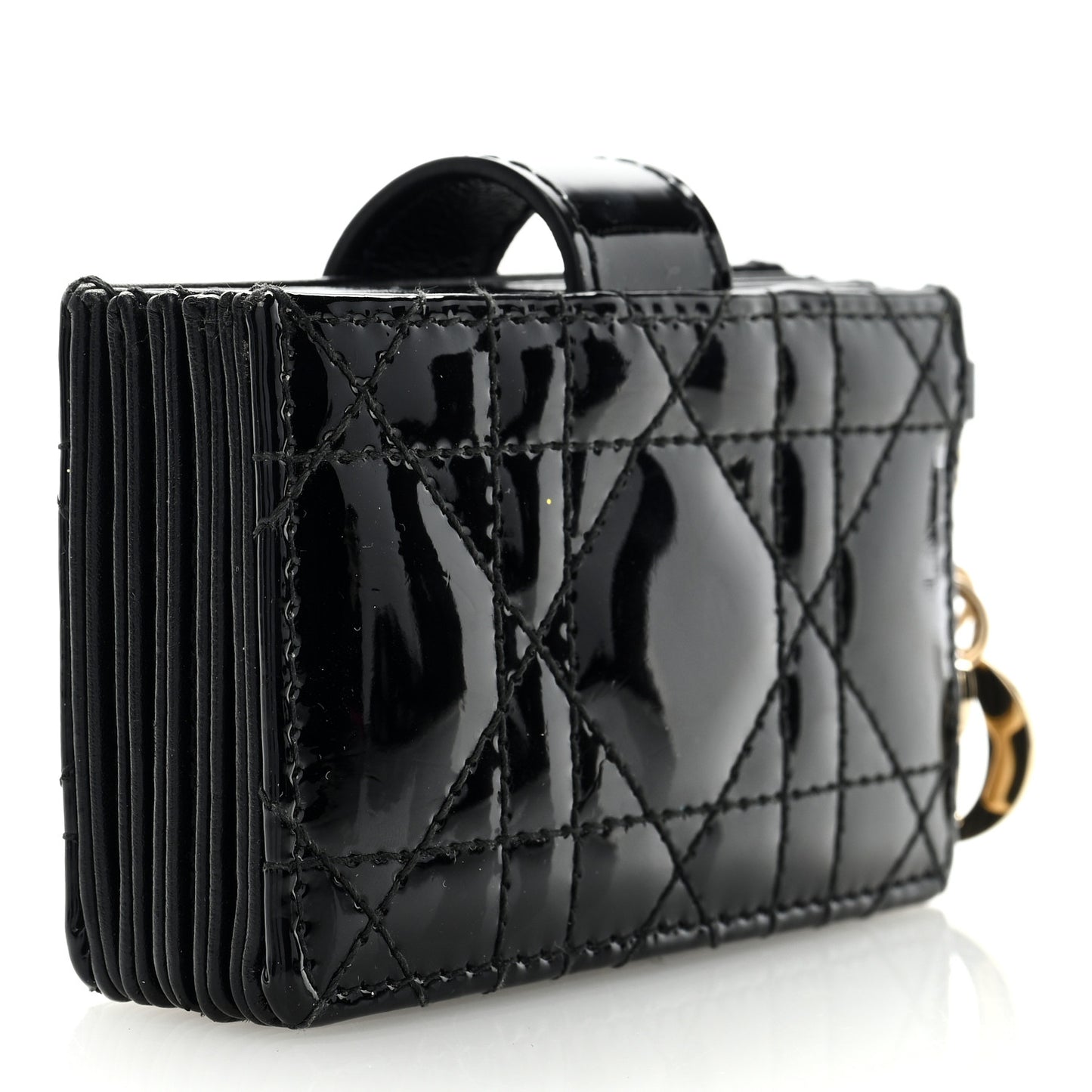 Patent Cannage Lady Dior 5-Gusset Card Holder Black