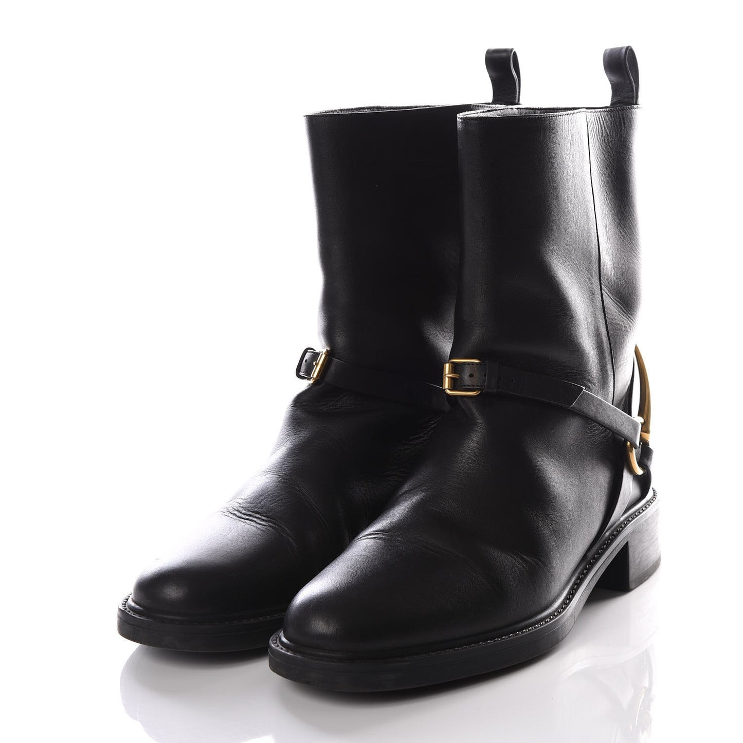 Calfskin Tess Horsebit Ankle Boots 37 Black