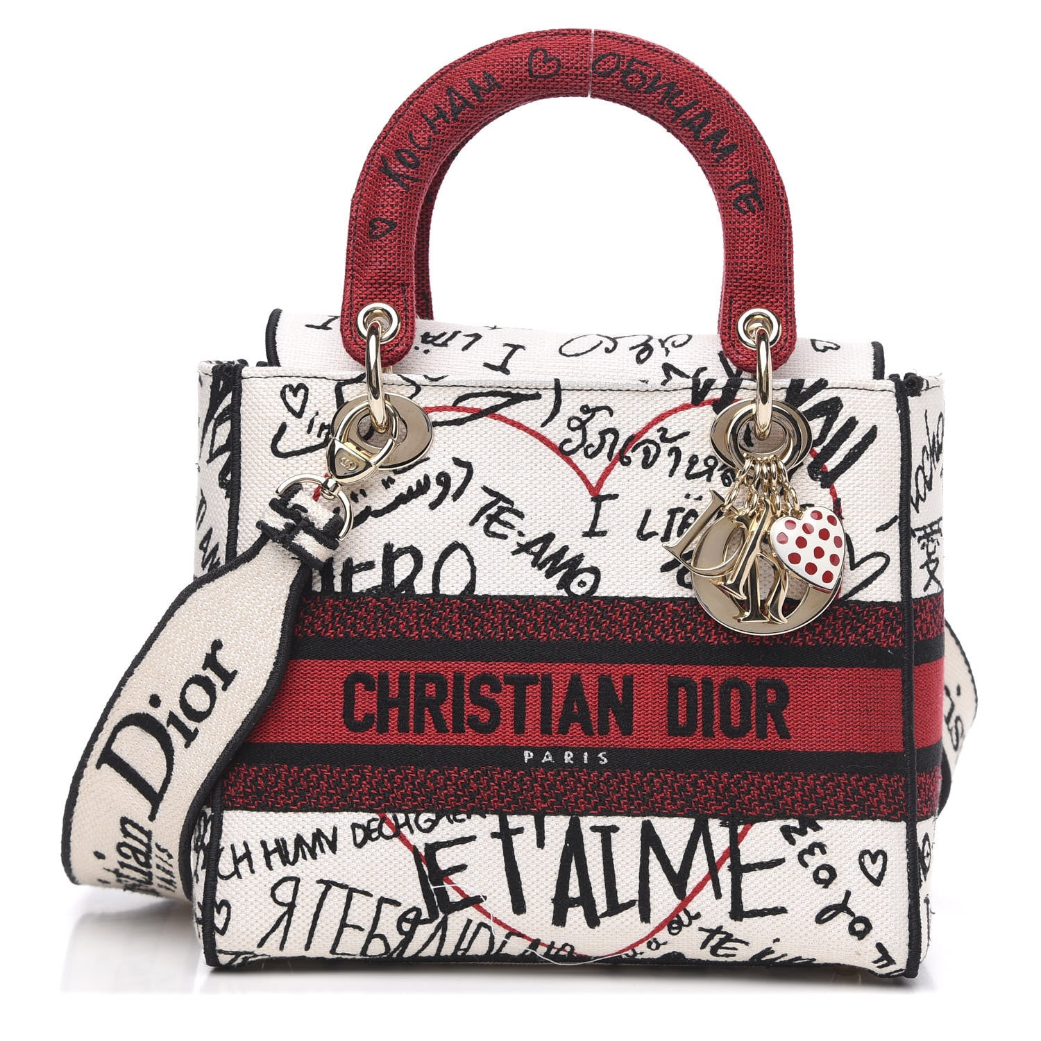 Christian Dior Canvas Medium DiorAmour Graffiti Lady D-Lite Latte 1 of 9